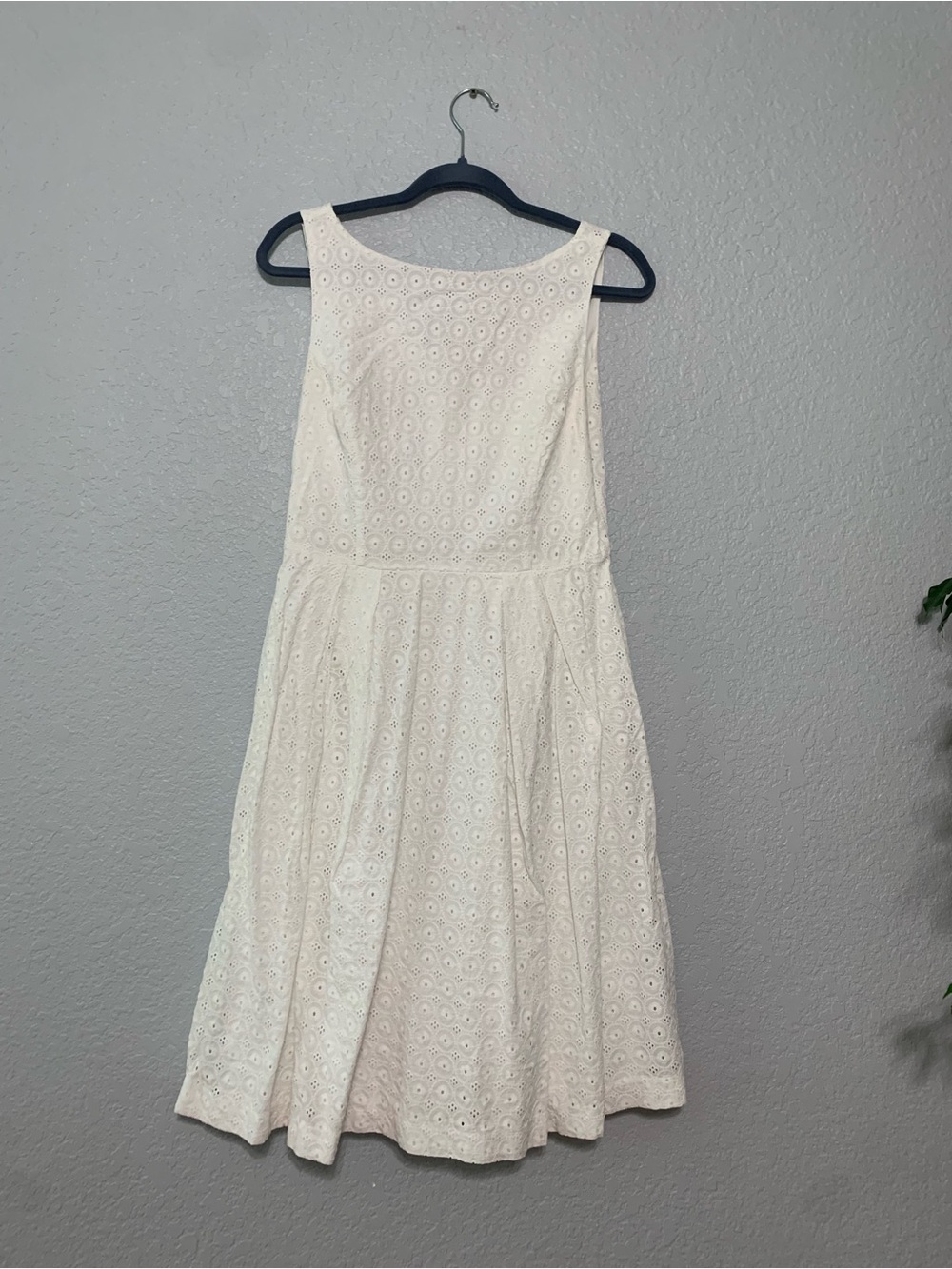 eva mendes for New York & Company Cream Eyelet Midi Dress